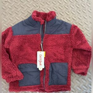 Cat & Jack Burgundy and Navy Sherpa Jacket
